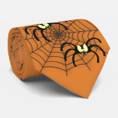 Halloween Spiders Scary Fun Black Oranje Mannen Stropdas (Opgerold)