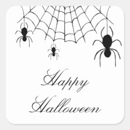 Halloween Spiders Spooky Black White Vierkante Sticker