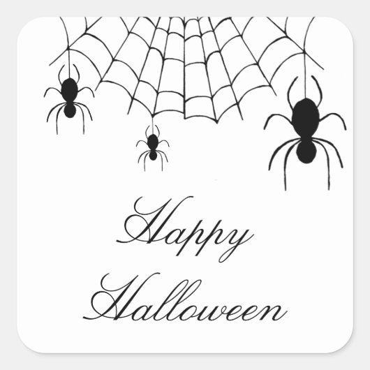 Halloween Spiders Spooky Black White Vierkante Sticker (Voorkant)