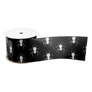 Halloween Spiders Spooky Zwart Wit Patroon Satijnen Lint