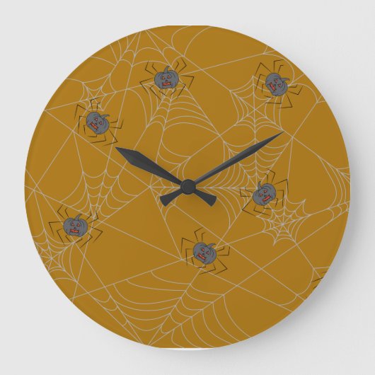 Halloween spiders web and pumpkins grote klok (Voorkant)