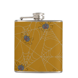 Halloween spiders web and pumpkins heupfles