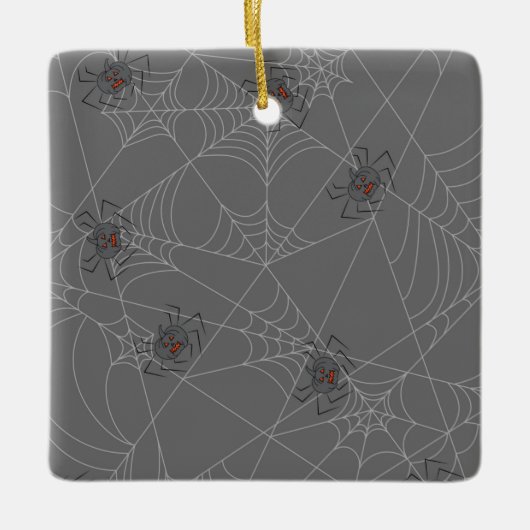Halloween spiders web and pumpkins keramisch ornament (Voorkant)