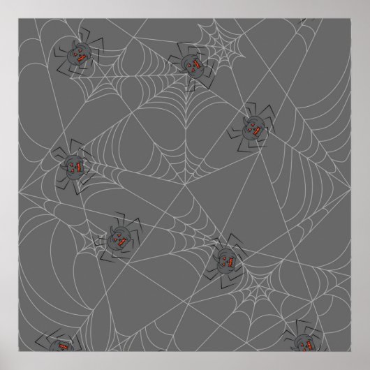 Halloween spiders web and pumpkins poster (Voorkant)