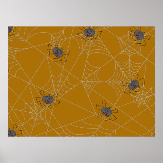 Halloween spiders web and pumpkins poster (Voorkant)