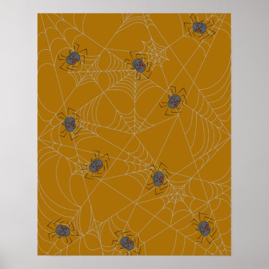 Halloween spiders web and pumpkins poster (Voorkant)