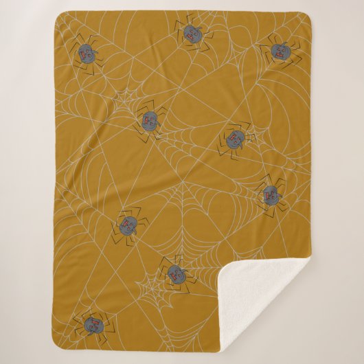 Halloween spiders web and pumpkins sherpa deken (Voorkant)