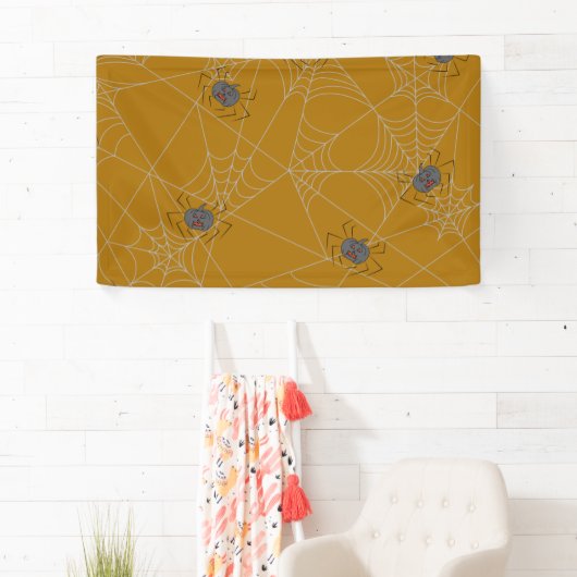 Halloween spiders web and pumpkins spandoek (Insitu)