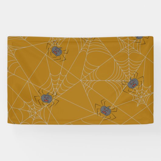 Halloween spiders web and pumpkins spandoek (Horizontaal)