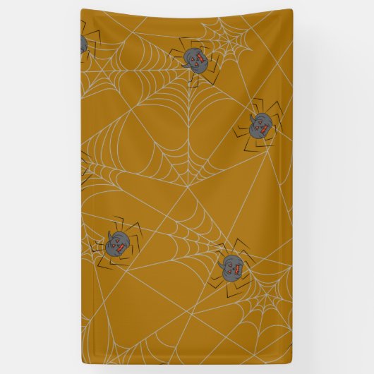 Halloween spiders web and pumpkins spandoek (Verticaal)