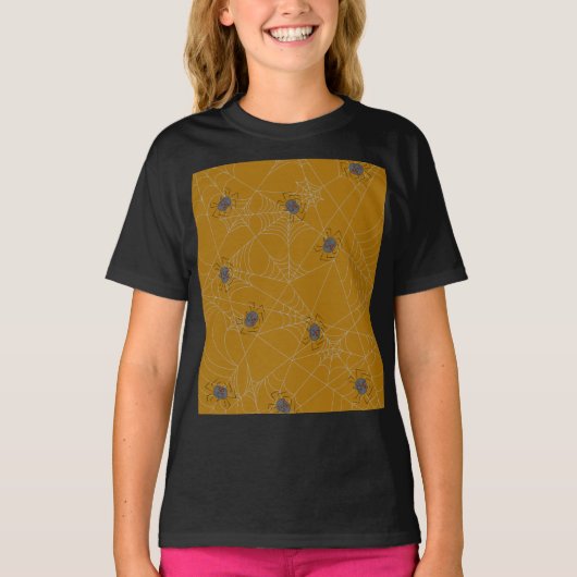 Halloween spiders web and pumpkins t-shirt (Voorkant)