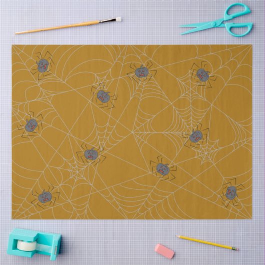 Halloween spiders web and pumpkins tissuepapier (Craft)