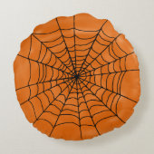 Halloween Spiders Web met Spider op Sinaasappel Rond Kussen (Achterkant)