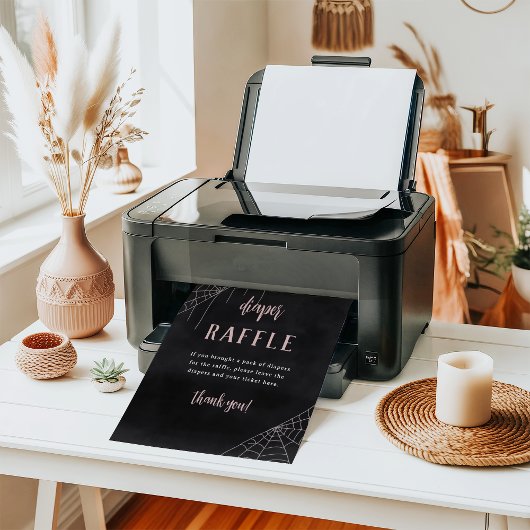 Halloween Spiderweb Baby Shower Diaper Raffle Sign Poster