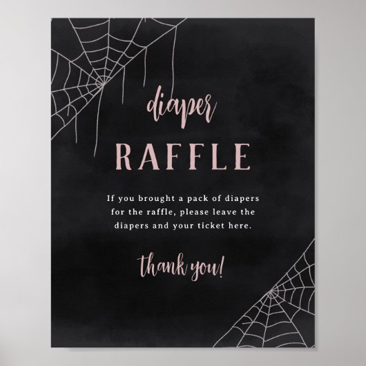 Halloween Spiderweb Baby Shower Diaper Raffle Sign Poster (Voorkant)