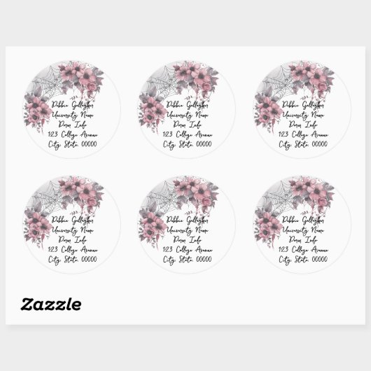 Halloween Spiderweb College Student Mailing Adres Ronde Sticker (Vel)