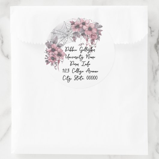 Halloween Spiderweb College Student Mailing Adres Ronde Sticker (Tas)