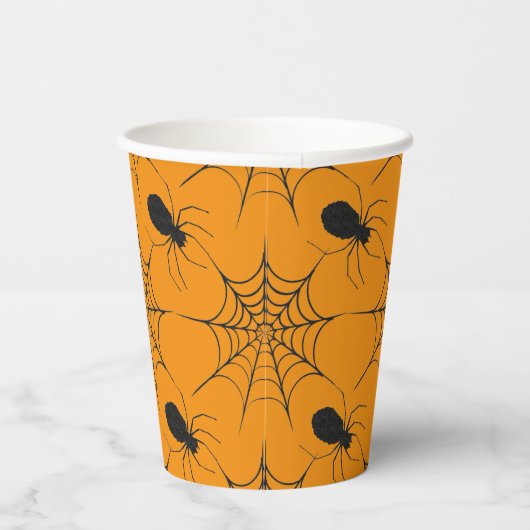 Halloween Spiderweb en Spider Pattern Papieren Bekers (Rechts)