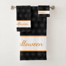 Halloween Spiderweb Patroon Badkamer Handdoek Set
