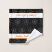 Halloween Spiderweb Patroon Badkamer Handdoek Set (Wasdoekje)