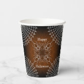 Halloween Spiderweb spinnen zwart sinaasappel wit Papieren Bekers (Achterkant)