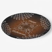 Halloween Spiderweb spinnen zwart sinaasappel wit Papieren Bordje (Gekanteld)