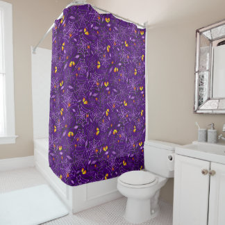 Halloween Spiers en Snoep Paars Shower Curtain Douchegordijn