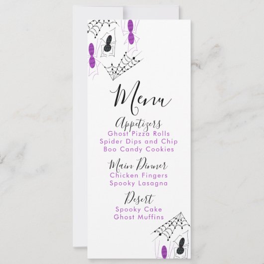 Halloween Spin Doodle Verjaardagsfeest Menu (Voorkant)