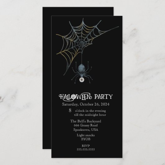 Halloween Spin en Webben Feest Feestdagenkaart (Voorkant / Achterkant)