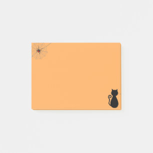 Halloween spin en zwarte kat op oranje post-it® notes