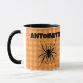 Halloween Spin in Spinnenweb Oranje Gingham Plaid Mok (Links)