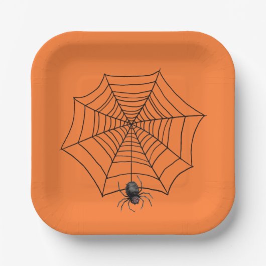 Halloween spin in web papieren bordje (Voorkant)