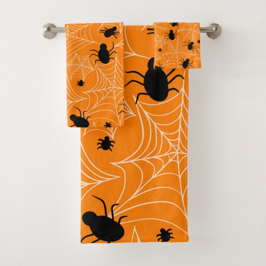 Halloween spin oranje spooky decoratief bad handdoek (Insitu)