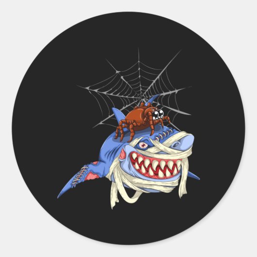 Halloween Spin Shark Prestatie Ronde Sticker (Voorkant)