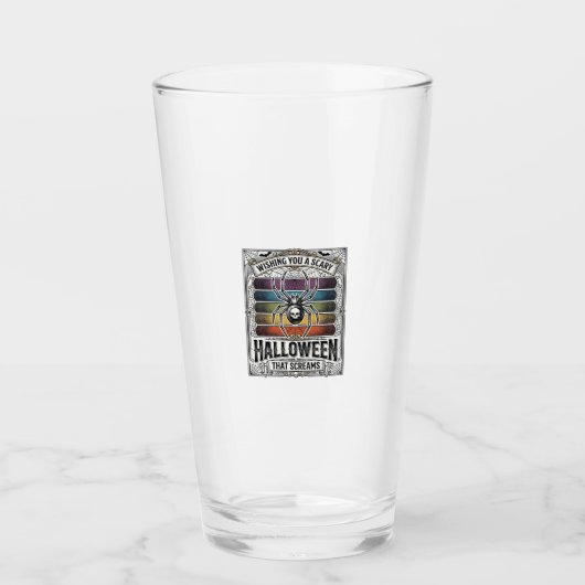 Halloween Spin Spider Verschrikkelijke Retro Gravu Glas (Voorkant)