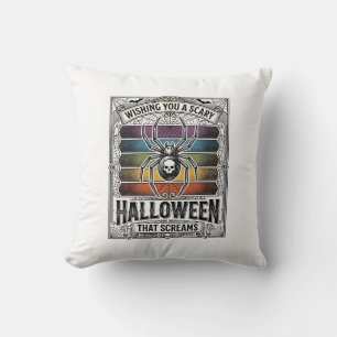 Halloween Spin Spider Verschrikkelijke Retro Gravu Kussen