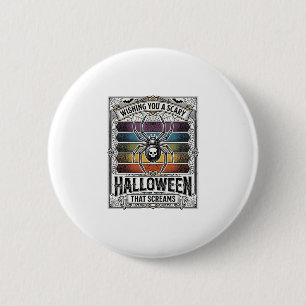 Halloween Spin Spider Verschrikkelijke Retro Gravu Ronde Button 5,7 Cm