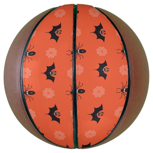 Halloween spin, vleermuis & spinnenweb patroon basketbal (Verticaal)