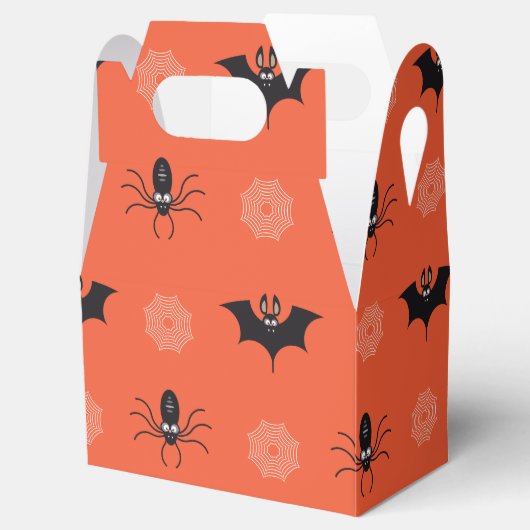 Halloween spin, vleermuis & spinnenweb patroon bedankdoosjes (Geopend)