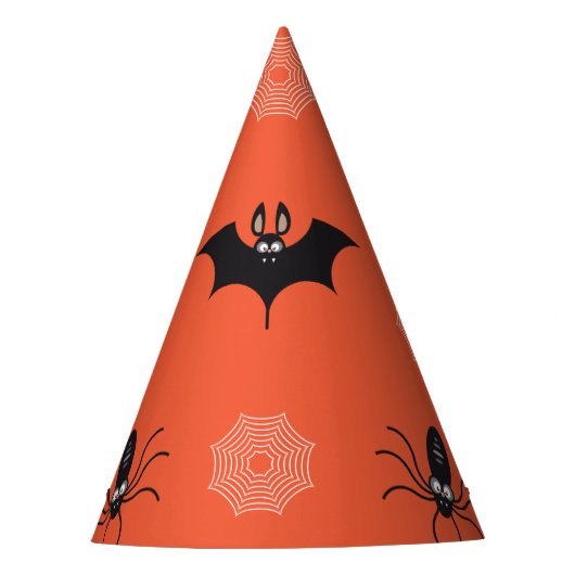 Halloween spin, vleermuis & spinnenweb patroon feesthoedjes (Voorkant)