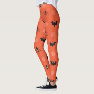 Halloween spin, vleermuis & spinnenweb patroon leggings