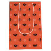 Halloween spin, vleermuis & spinnenweb patroon medium cadeauzakje (Achterkant)