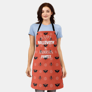 Halloween spin, vleermuis & spinnenweb patroon schort