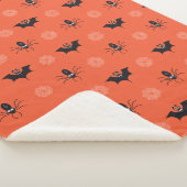 Halloween spin, vleermuis & spinnenweb patroon sherpa deken (3/4)