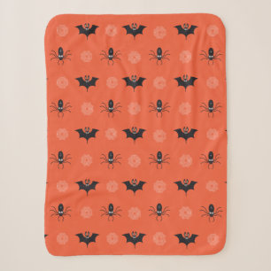 Halloween spin, vleermuis & spinnenweb patroon sherpa deken