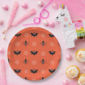 Halloween spin, vleermuis & spinnenwebpatroon Papi Papieren Bordje (Feest)