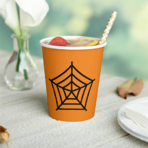 Halloween spin web black oranje spooky papieren bekers