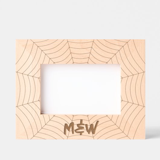 Halloween spin web gothic patroon zwart Monogram Gegraveerde Lijstjes (Voorkant)