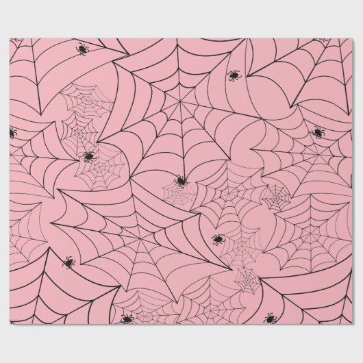 Halloween Spin Web Pastel Roze Spinnenweb Cadeaupapier (Vlak)
