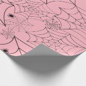 Halloween Spin Web Pastel Roze Spinnenweb Cadeaupapier (Hoek)